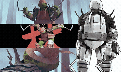 Ninja Turtles Collage With Samurai Text GIF