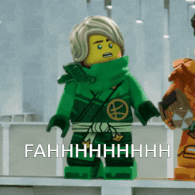 Ninjago Character Says Fahrhhhh Beside Another Lego GIF