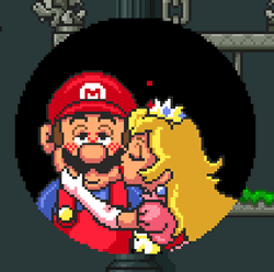 Nintendo Super Mario And Princess Peach In Love Kiss