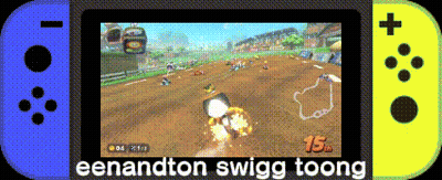 Nintendo Switch Playing MarioKart On Blue Background GIF