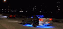 Nissan Skyline R34 Blue Underglow Lights GIF