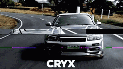 Nissan Skyline R34 Glitchy Road Run GIF