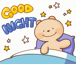 Nite Nite Good Night Teddy Bear Cartoon Waving GIF