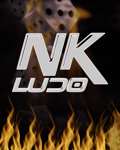 NK Ludo Logo With Dice And Fire GIF