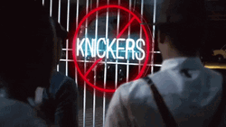 No Knickers Neon Door Sign GIF