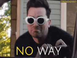 No Way Dan Levy Shake Head GIF