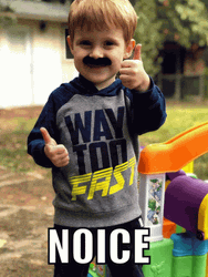 Noice Moustache Kid Thumbs Up Meme GIF