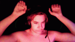 Nonchalant Guy Doing Caramelldansen In Neon Lights GIF