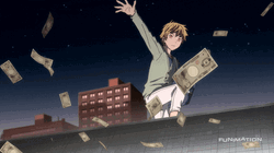 Noragami Yukine Throwing Money At Roof