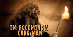 Normal Man Becomes Caveman GIF