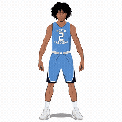 North Carolina Basketball Player In Blue Jersey GIF