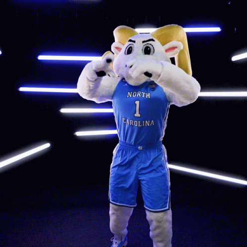 North Carolina Mascot In Blue Jersey GIF
