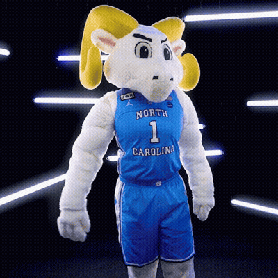 North Carolina Mascot in Blue Jersey With Number 1