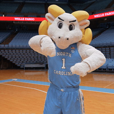 North Carolina Mascot Standing On Court GIF
