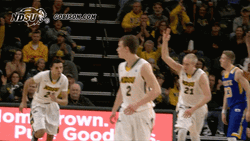 North Dakota State Basketball Player Hands Up GIF