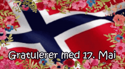 Norwegian Flag Surrounded By Flowers GIF
