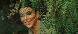 Nosy Kim Kardashian Peeking From Behind The Plants GIF