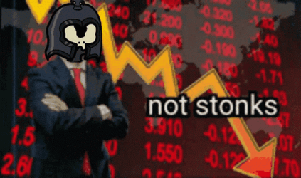 Not Stonks Human With Fudbuddies Character Head GIF