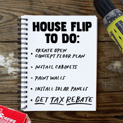 Notebook Saying House Flip To Do Next To Box Of Screws GIF