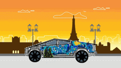 Notre Dame Tesla Cybertruck GIF