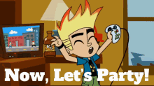 Now Let's Party Johnny Test Holding Drink GIF