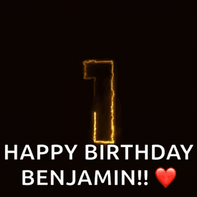 Number 1 Lit Up Saying Happy Birthday Benjamin GIF
