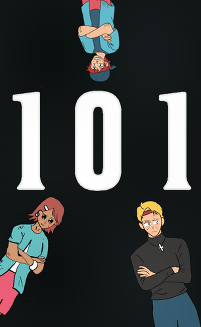 Number 101 On Black Background With Three People GIF