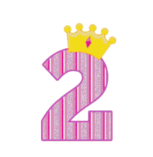 Number 2 Cute Different Colors And Styles Animation GIF