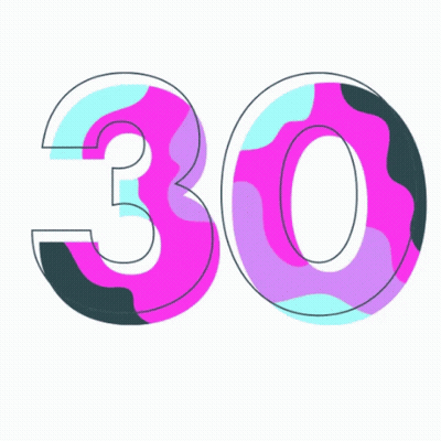 Number 30 In Colorful Font GIF