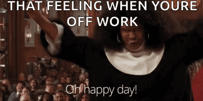 Nun Arms In Air Saying That Feeling When Youre Off Work Oh Happy Day GIF