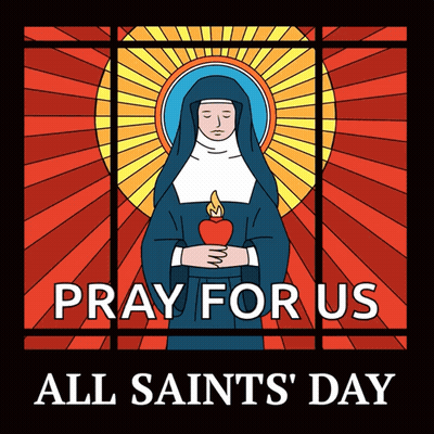 Nun Holding Heart And Candle All Saints Day GIF