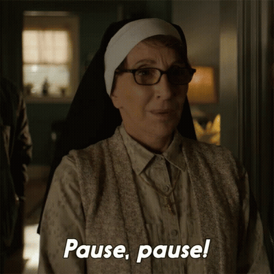 Nun With Glasses And White Headband Says Pause Pause GIF