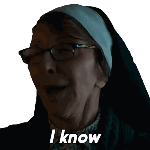 Nun With Glasses Saying I Know Sticker