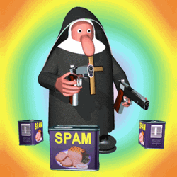 Nun With Guns And Spam GIF