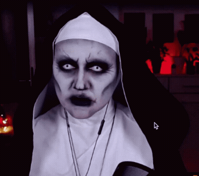 Nun With White Eyes And Black Lips GIF