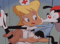 Nurse And Animals Cartoon Smooch