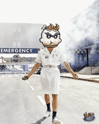 Nurse Walking In Front Of Emergency Sign GIF