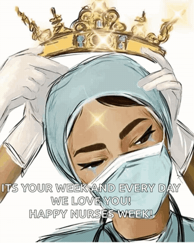 Nurse Wearing Mask And Crown Happy Nurses Week GIF