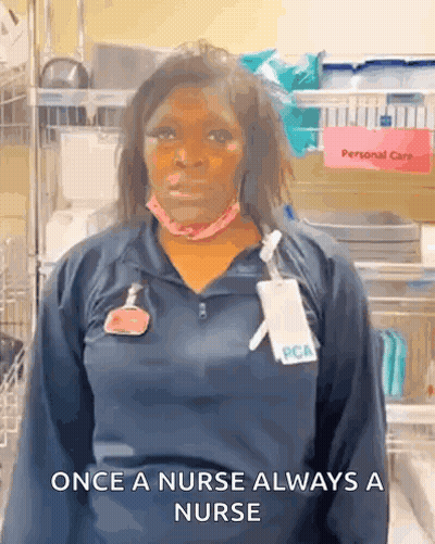 Nurse Wearing Mask And Name Tag GIF