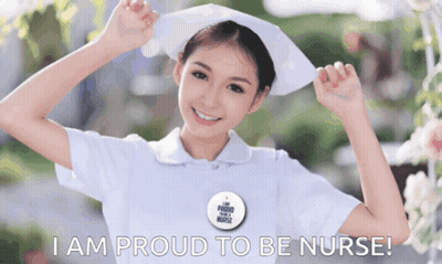 Nurse Wearing Proud Badge GIF