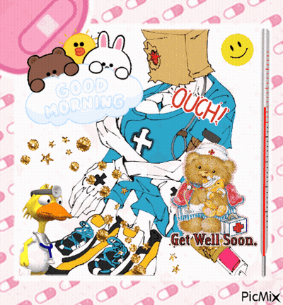 Nurse With Box On Head Get Well Soon GIF