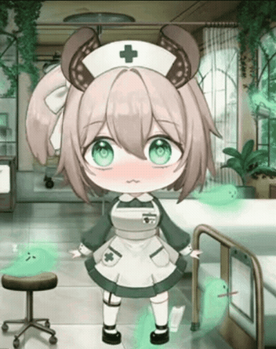 Nurse With Horns And Green Eyes GIF