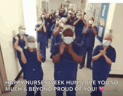 Nurses Clapping In Masks And Scrubs GIF