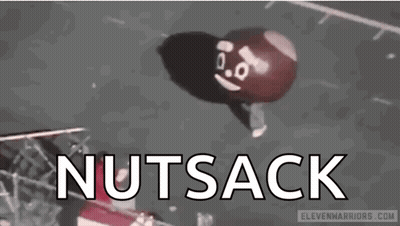 Nutsack Balloon With Face Flying GIF