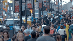 NYC Busy Sidewalk Crowd GIF