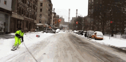 NYC Street Snowboarding GIF