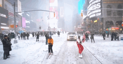 NYC Times Square Snowboarding GIF