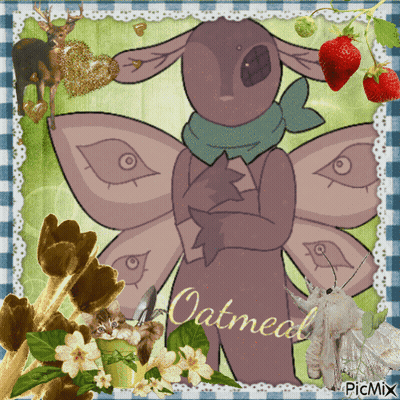 Oatmeal Character With Flowers And Strawberries GIF