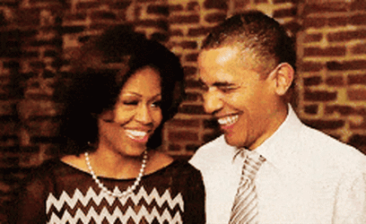 Obama And His Wife Laughing GIF
