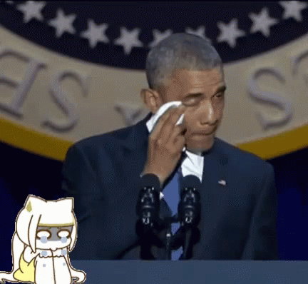 Obama Crying Speech With Crying Cat GIF